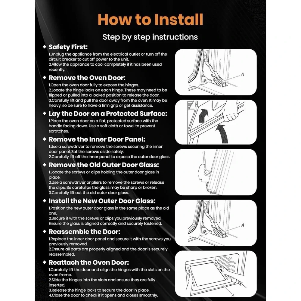 W10535767 Range Oven Door Inner Glass Compatible with Amana Whirlpool Gas Range‎